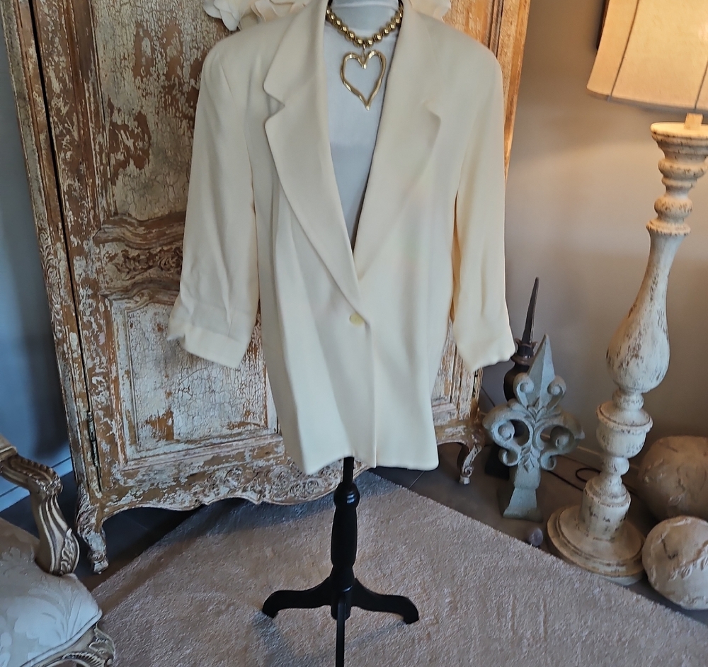 Talbots Cream Single-Button Blazer Jacket - Picture 2 of 9